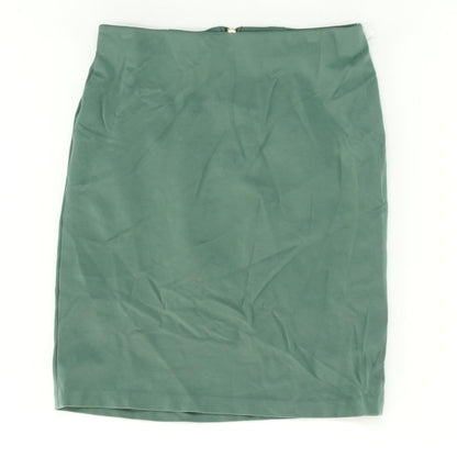 Green Solid Midi Skirt