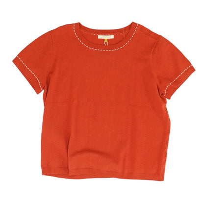 Coral Solid Crewneck Sweater