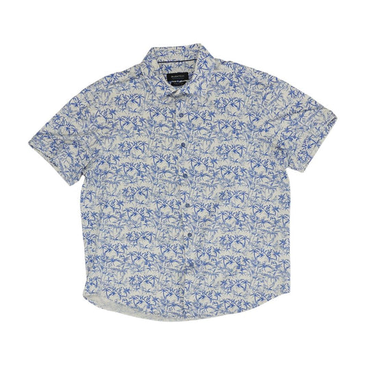 Blue Graphic Short Sleeve Button Down