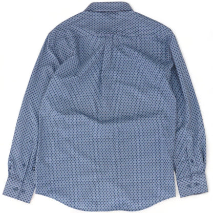 Blue Graphic Long Sleeve Button Down