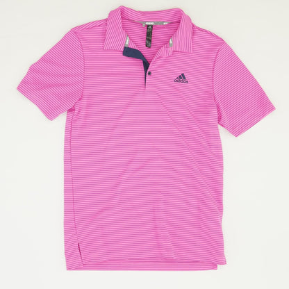 Neon Pink Striped Short Sleeve Polo