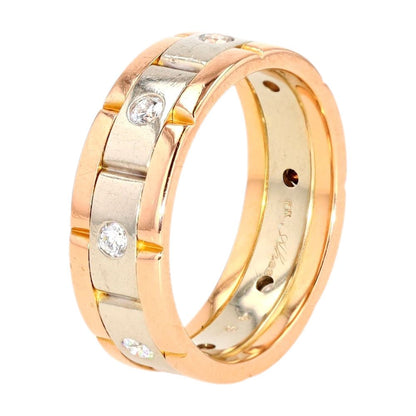 0.5 Carat 18K Gold Gents Band with Brick Pattern and Flush Set Diamonds