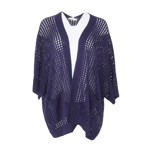 Navy Plus Eyelet Cardigan Sweater