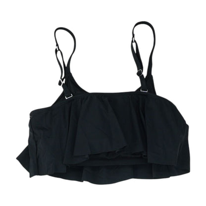 Black Solid Swim Top