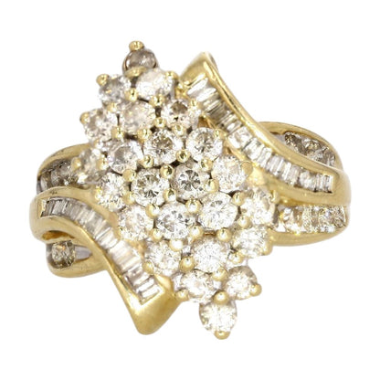 10K Gold Vintage Waterfall Style Diamond Cocktail Ring