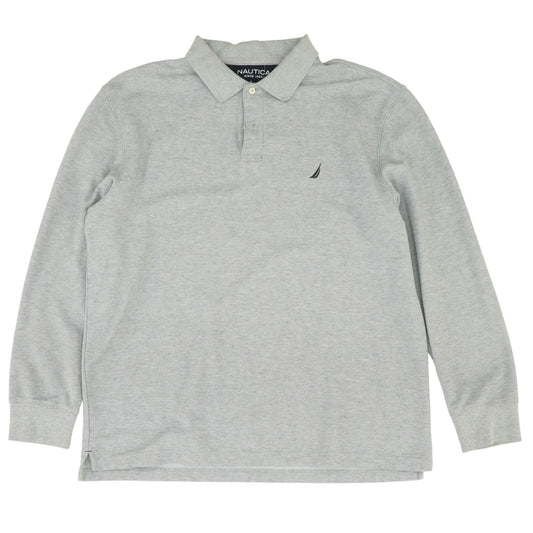 Gray Solid Long Sleeve Polo