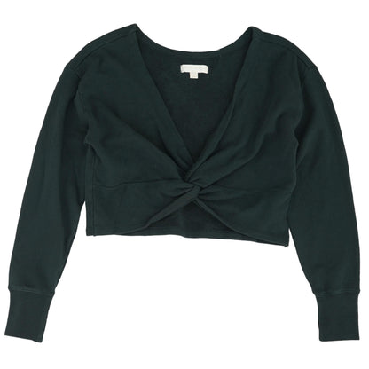Green Solid Twist Front Active Pullover
