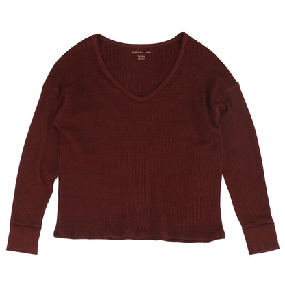 Maroon Solid V-Neck Sweater