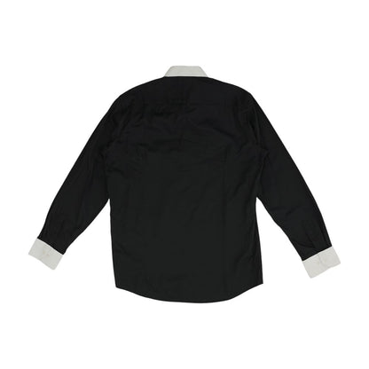 Black Solid Long Sleeve Button Down