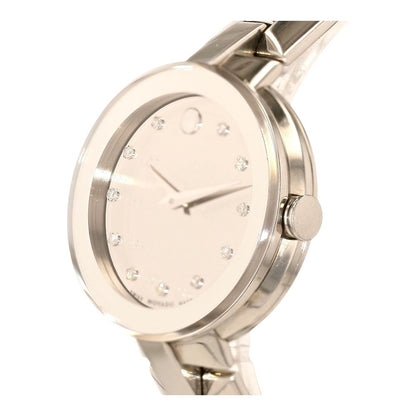 Sapphire Silver Mirror Case With Diamond Accents Stainless Steel Watch