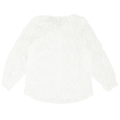 White Embroidered Detail Long Sleeve Blouse
