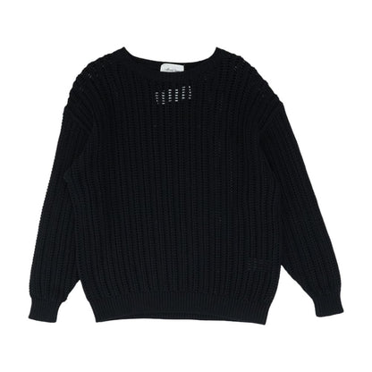 Black Solid Knit Top