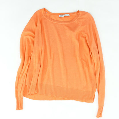 Coral Solid Long Sleeve Blouse