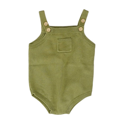 Green Solid Sleeveless Onesie