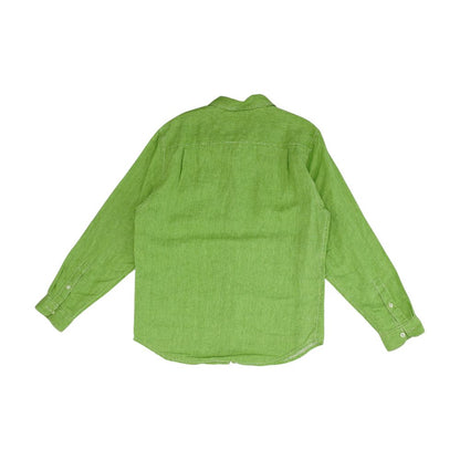 Green Solid Long Sleeve Button Down