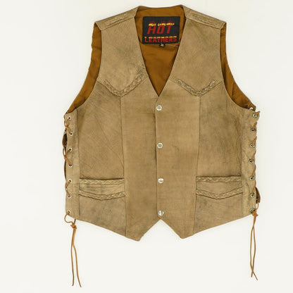 Vintage Brown Leather  Lace-Up Vest