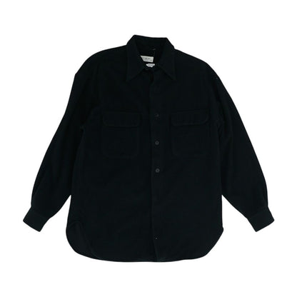 Black Solid Flannel Button Down