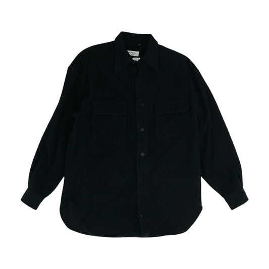 Black Solid Flannel Button Down