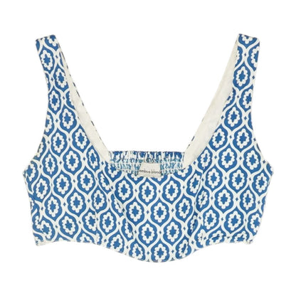 Blue Graphic Sleeveless Blouse
