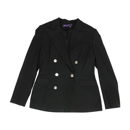 Black Solid Double Breasted Blazer