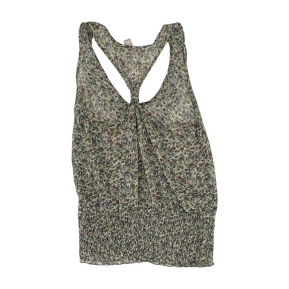 Green Floral Sleeveless Blouse
