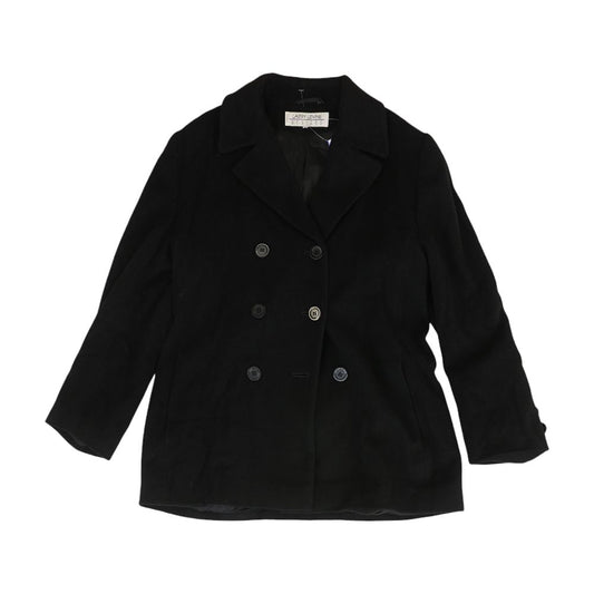 Vintage Wool & Cashmere Blend Black Solid Peacoat Coat