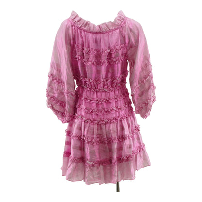 Pink Solid Midi Dress