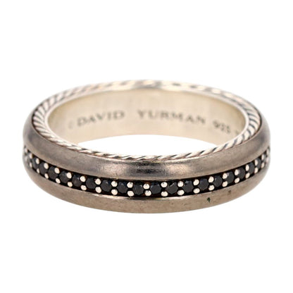 Sterling Silver Streamline Titanium Black Diamond Band