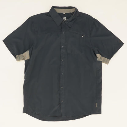 Navy Solid Short Sleeve Button Down