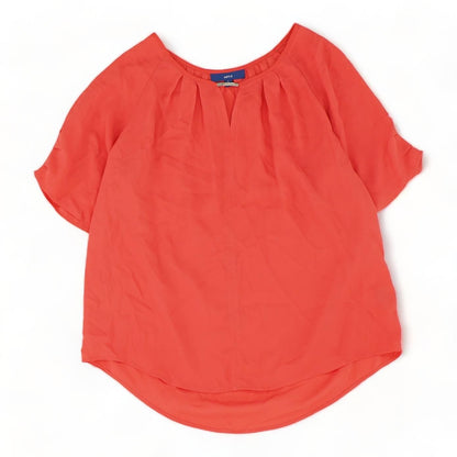 Coral Solid Short Sleeve Blouse
