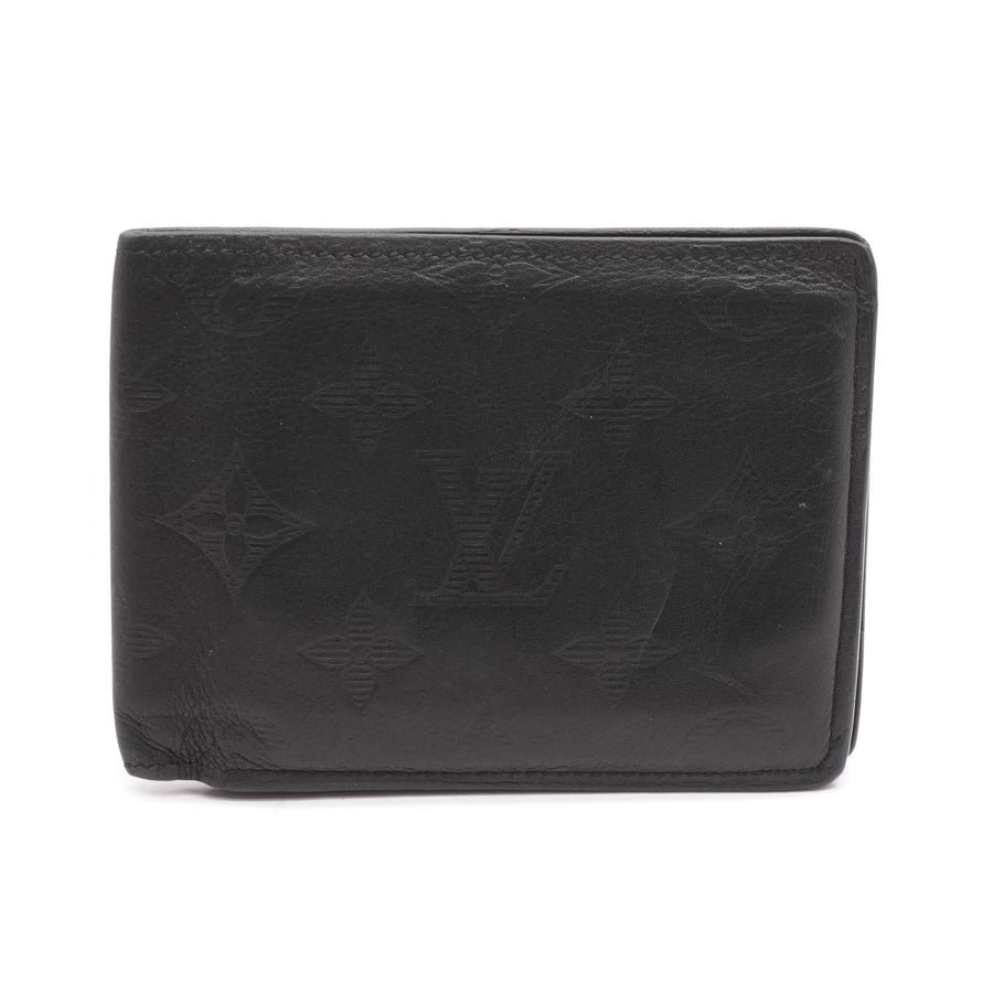 LOUIS VUITTON Calfskin Monogram Shadow Multiple Wallet Black | FASHIONPHILE