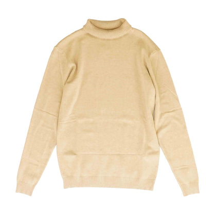 Tan Solid Turtleneck Sweater