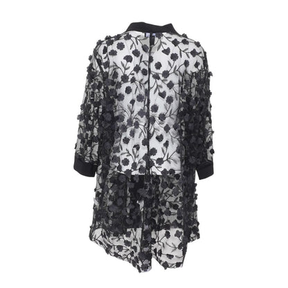 Black Plus Floral Cardigan Sweater