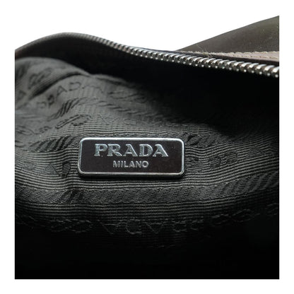 Green-Brown Re-Nylon and Leather Toiletry Pouch