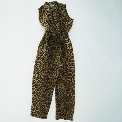 80's Leopard Print Sleeveless Jumpsuit