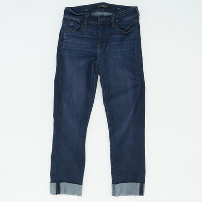 Blue Solid Capri Slim Leg Jeans