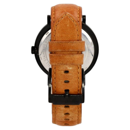 Men's Irving Black Dial Leather Strap Stainless Steel Watch