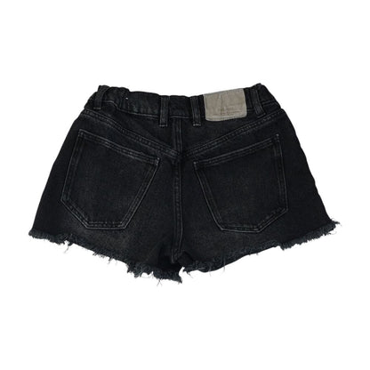Black Solid Denim Shorts