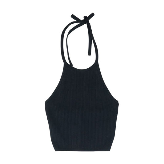 Black Cropped Cropped Knit Top