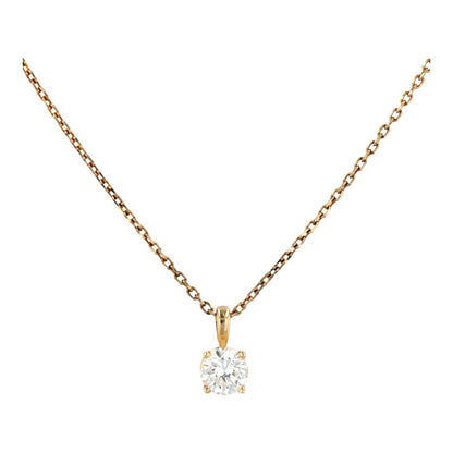 1.00 ct 14K Gold Four Prong Basket Set Round Diamond Pendant Necklace