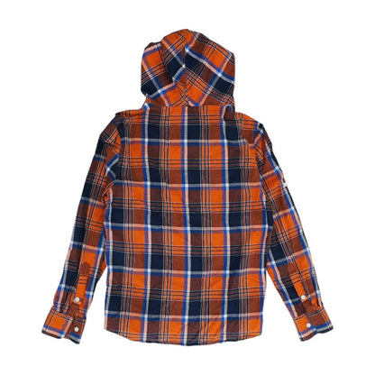 Orange Plaid Long Sleeve Button Down