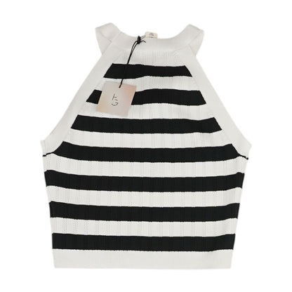 White Striped Tank Knit Top