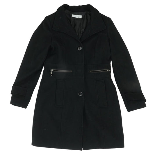 Black Solid Peacoat Coat