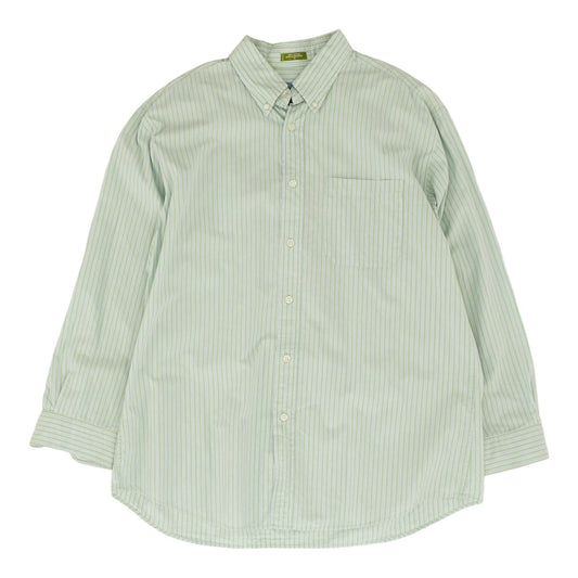 Green Striped Long Sleeve Button Down