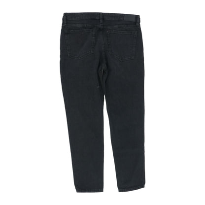 Charcoal Solid Mid Rise Straight Leg Jeans