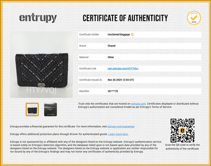 Black Embellished Chevron Boy Wallet on Chain