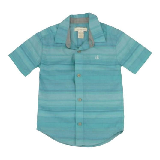 Teal Striped Short Sleeve Button Down