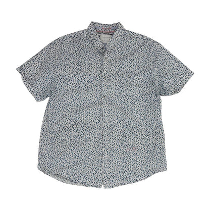 White Floral Short Sleeve Button Down