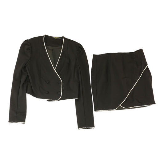Black Solid Long Sleeve Blouse and Pants Set