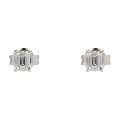 .50 Ct Sterling Silver Emerald Cut Lab Grown Diamond Stud Earrings